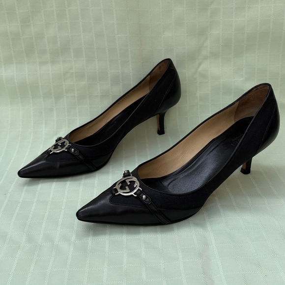 Vintage black/silver Gucci leather/canvas shoes